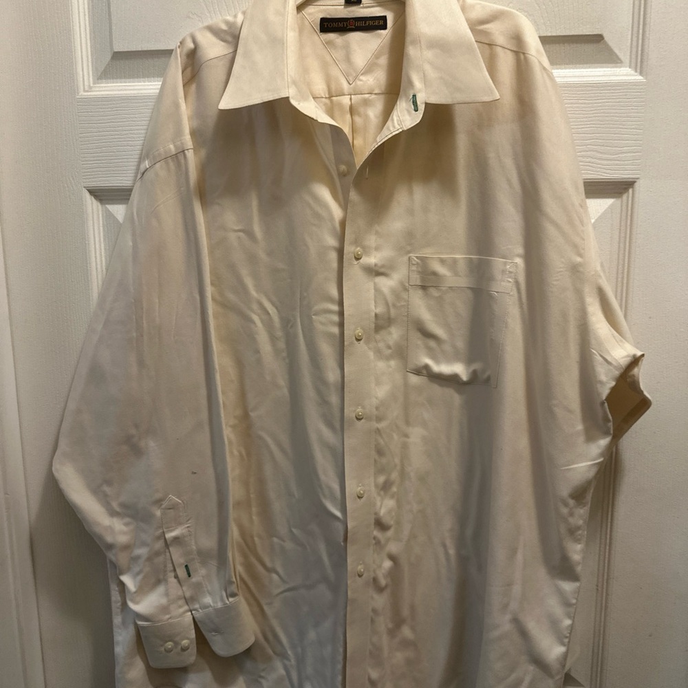 VINTAGE LSU TIGERS TOMMY HILFIGER GOLF XL Yellow & White COTTON POLO SHIRT!